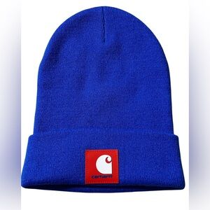 Carhartt Knit Rubber Patch‎ men’s Beanie Hat Blue One Size unisex
